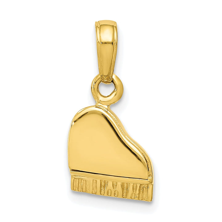 10K Yellow Gold 3-D Lid Opens Grand Piano Pendant
