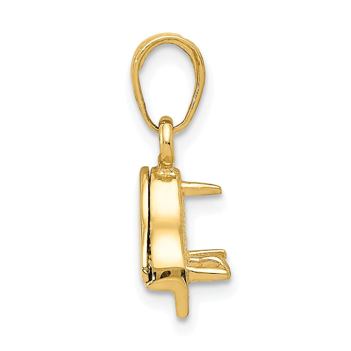 10K Yellow Gold 3-D Lid Opens Grand Piano Pendant