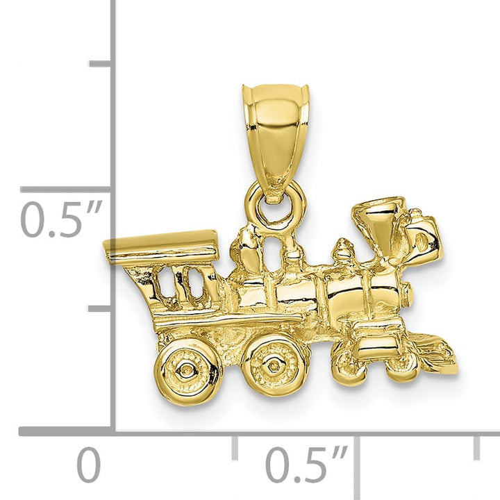 10K Yellow Gold 3-D Locomotive Pendant, Large