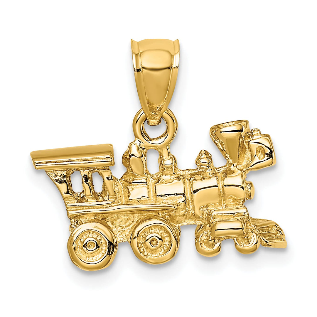 10K Yellow Gold 3-D Locomotive Pendant, Large