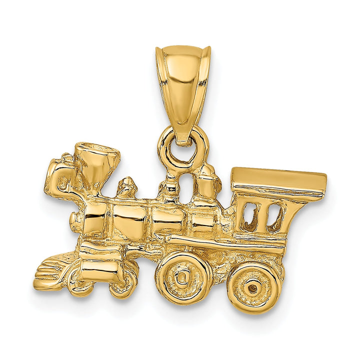 10K Yellow Gold 3-D Locomotive Pendant, Large
