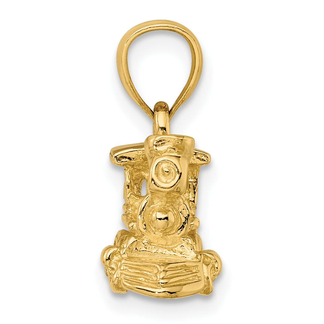 10K Yellow Gold 3-D Locomotive Pendant, Large