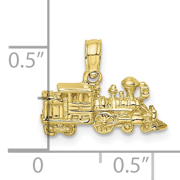 10K Yellow Gold 3-D Locomotive Pendant, Small