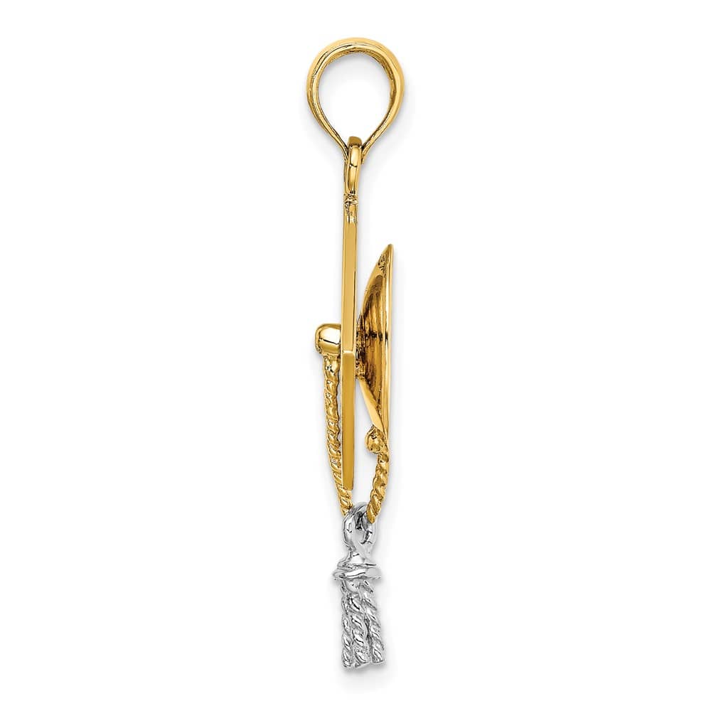 10K Yellow Gold 3-D Medium Graduation Cap with Moveable Tassel Charm