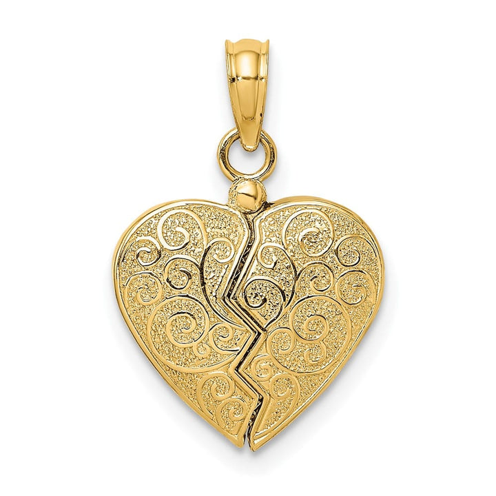 10K Yellow Gold 3-D Medium Reversible Enameled Heart Opens Charm