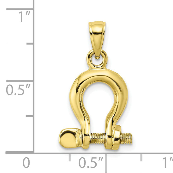 10K Yellow Gold 3-D Medium Shackle Link Screw Charm