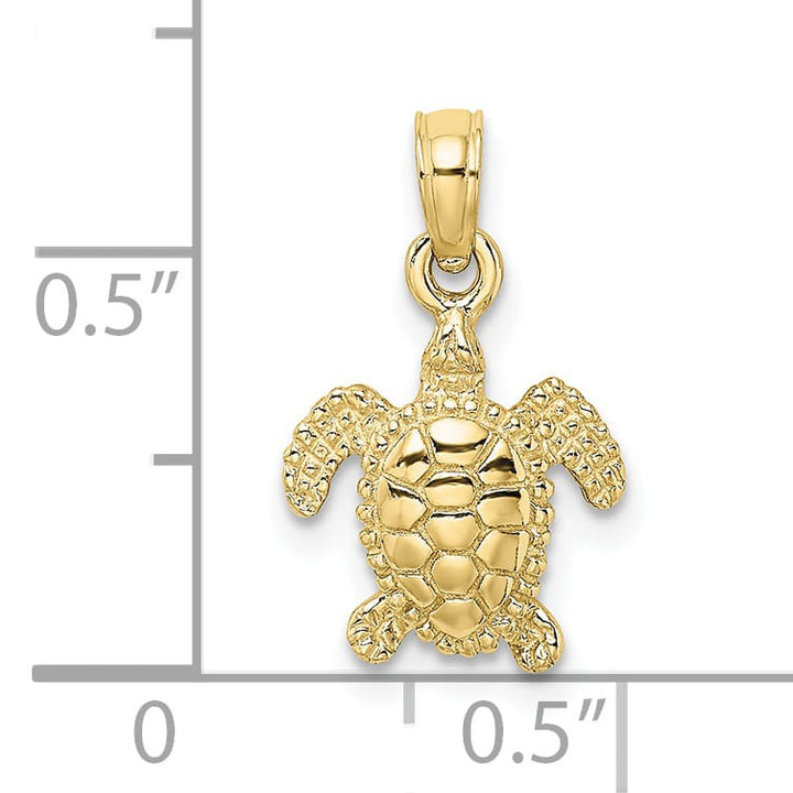 10K Yellow Gold 3-D Mini Sea Turtle Charm