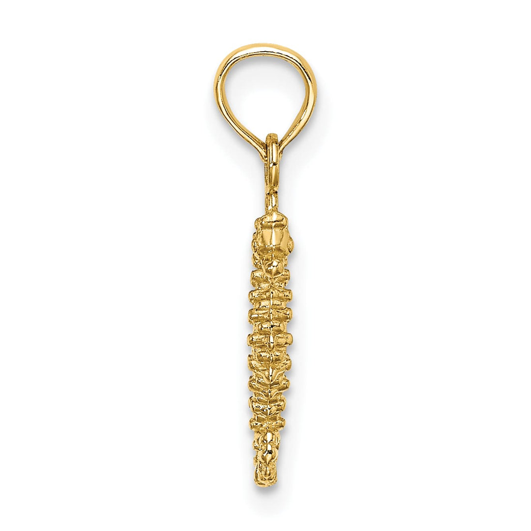 10K Yellow Gold 3-D Mini Seahorse Charm