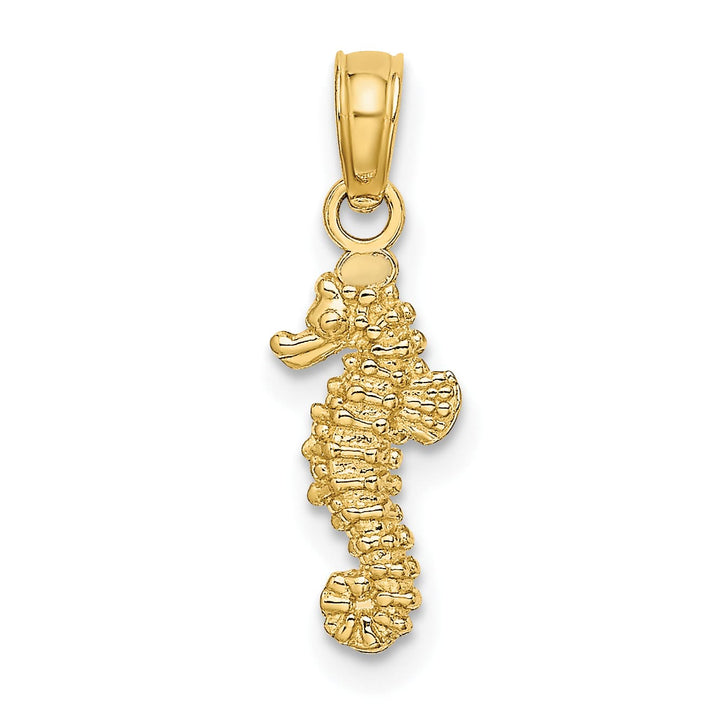 10K Yellow Gold 3-D Mini Seahorse Charm