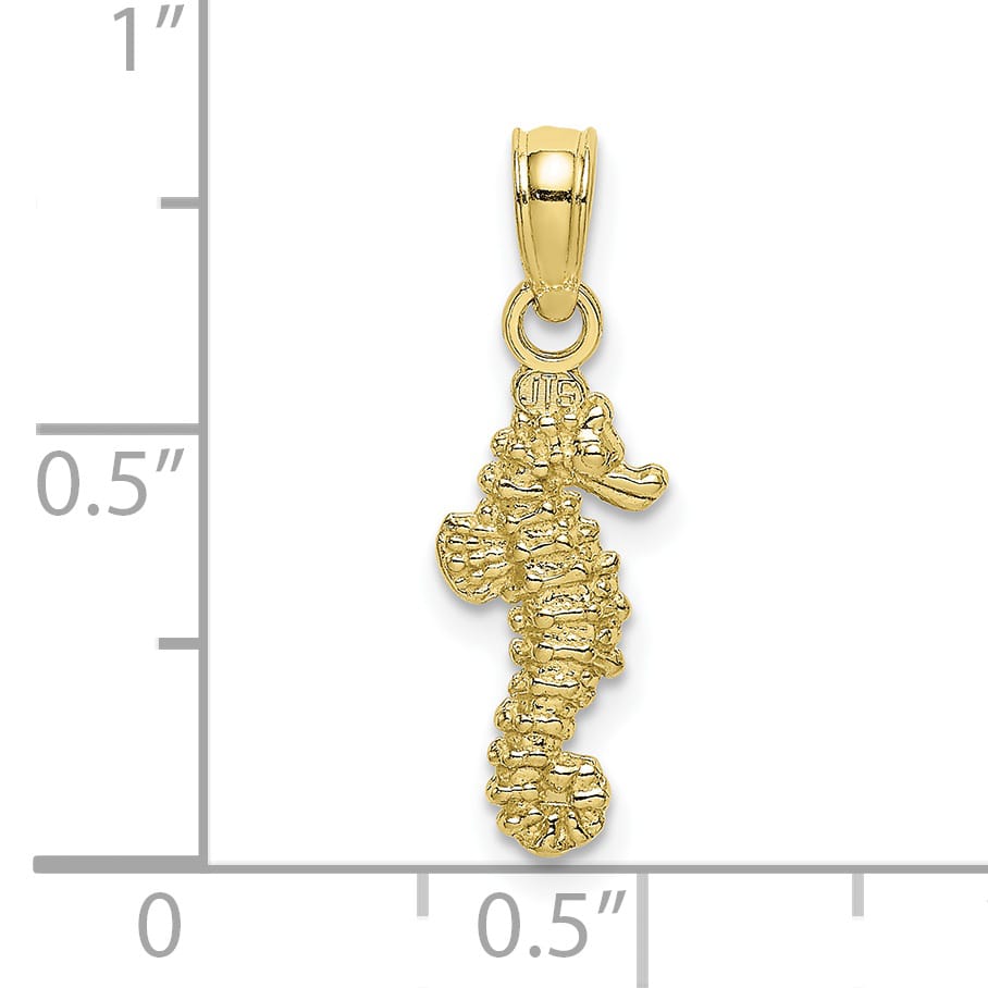 10K Yellow Gold 3-D Mini Seahorse Charm