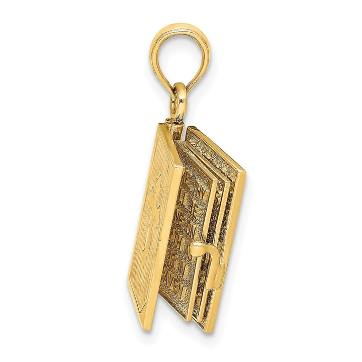 10K Yellow Gold 3-D Movable Pages Bible Pendant