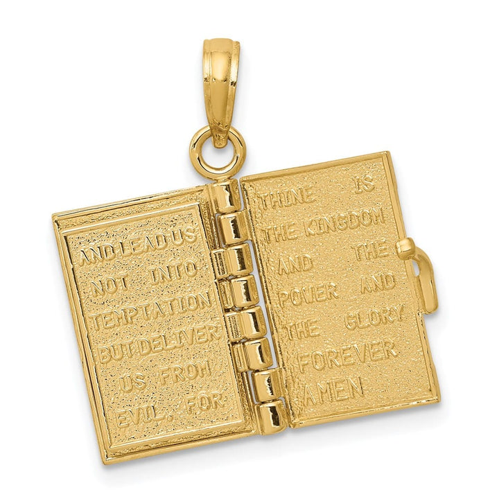 10K Yellow Gold 3-D Movable Pages Bible Pendant