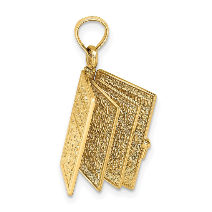10K Yellow Gold 3-D Movable Pages Santa Biblia Pendant