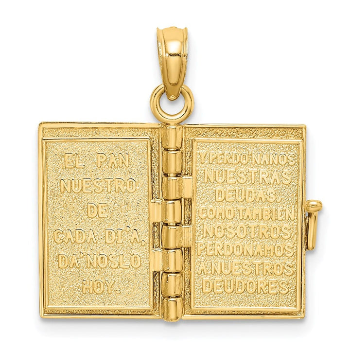 10K Yellow Gold 3-D Movable Pages Santa Biblia Pendant