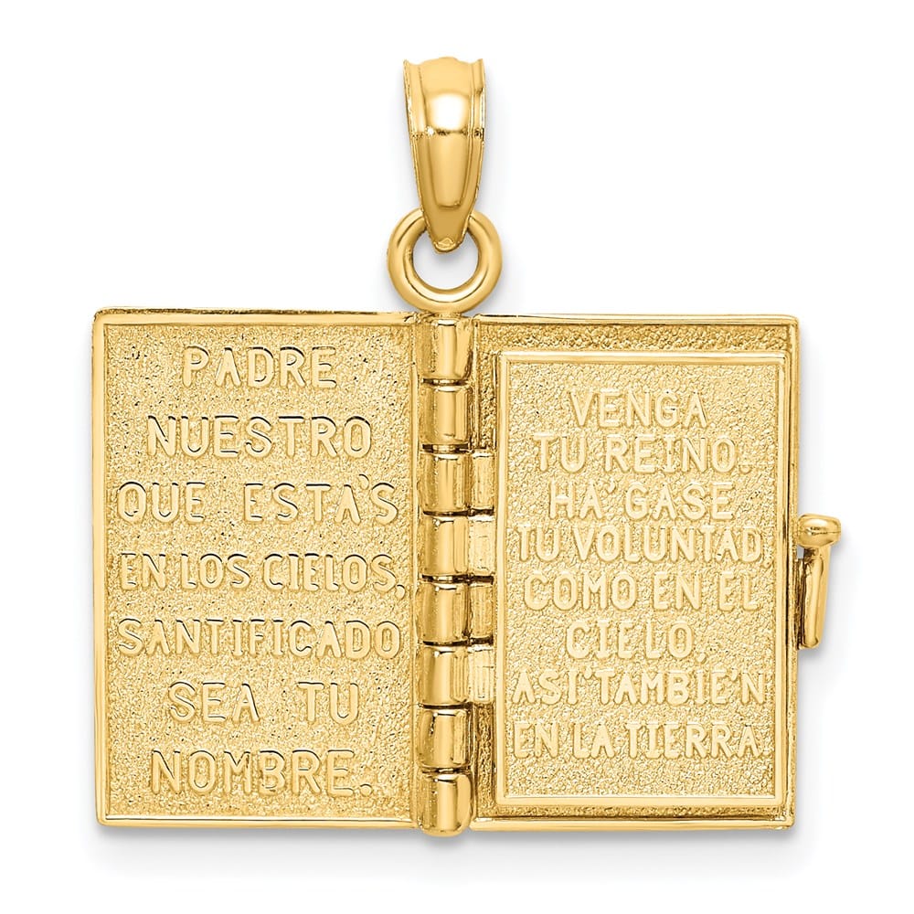 10K Yellow Gold 3-D Movable Pages Santa Biblia Pendant