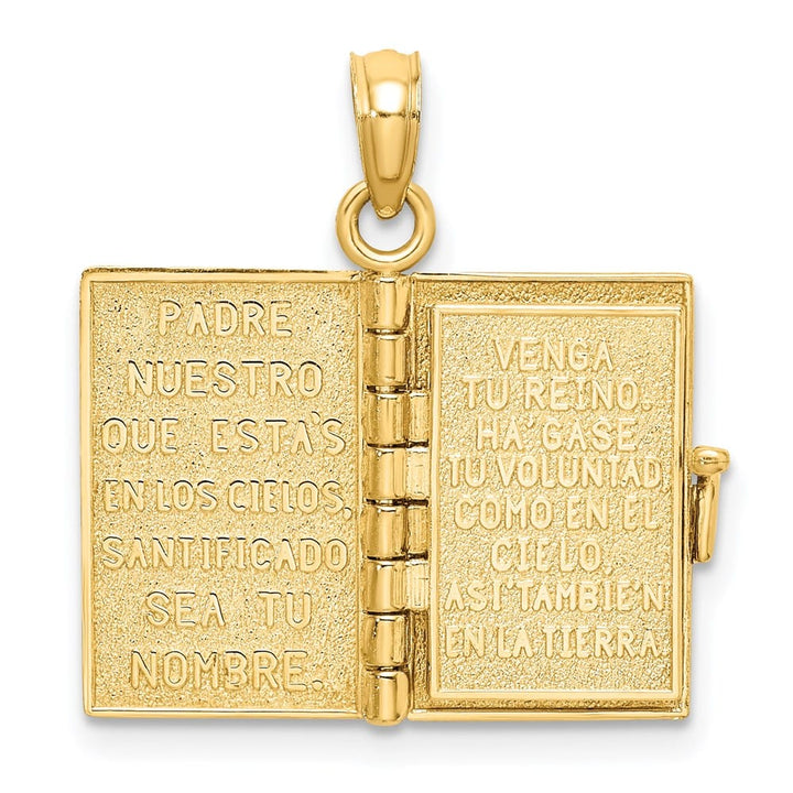 10K Yellow Gold 3-D Movable Pages Santa Biblia Pendant