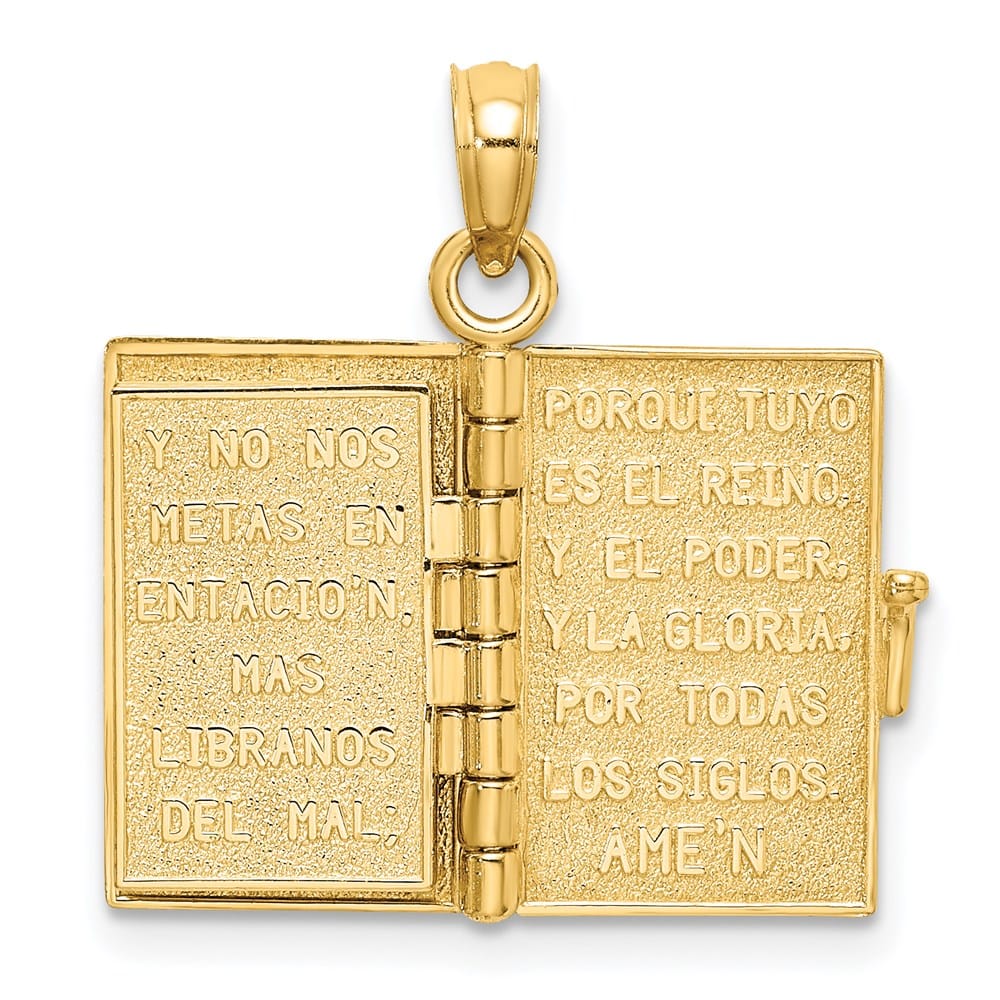 10K Yellow Gold 3-D Movable Pages Santa Biblia Pendant
