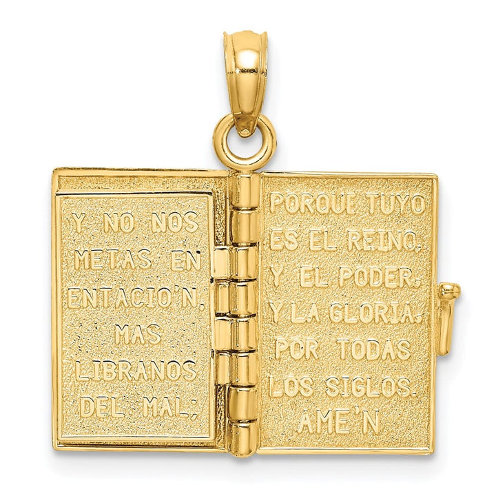 10K Yellow Gold 3-D Movable Pages Santa Biblia Pendant
