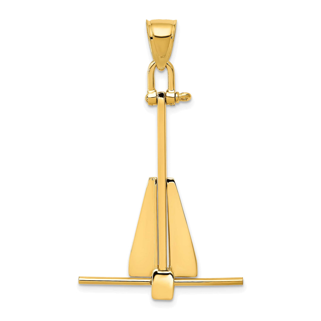 10K Yellow Gold 3-D Moveable Anchor Pendant
