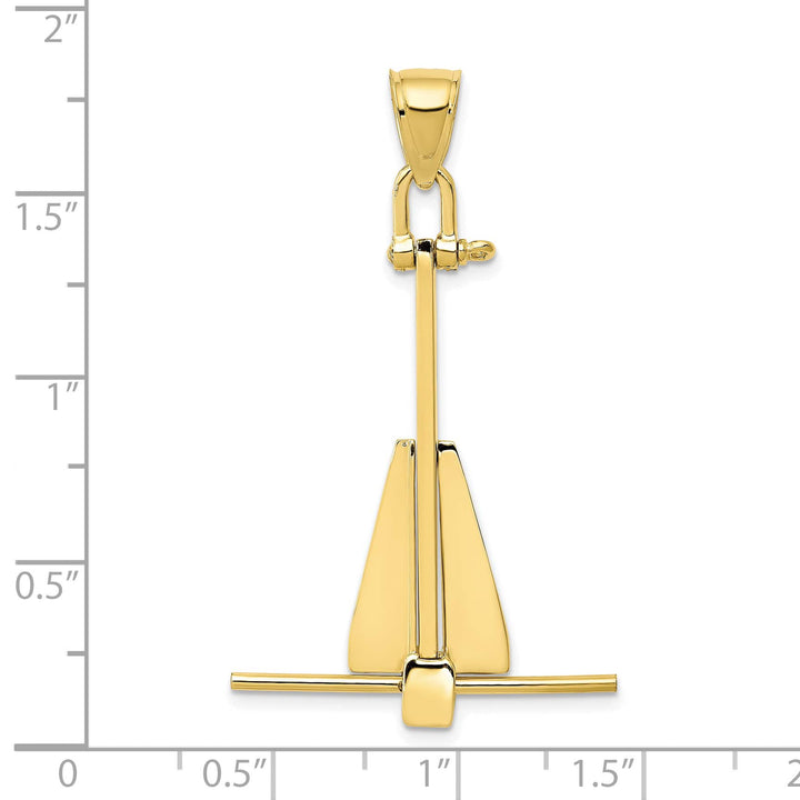 10K Yellow Gold 3-D Moveable Anchor Pendant