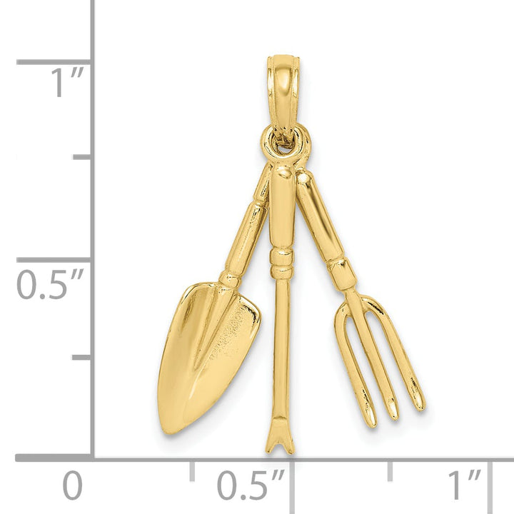 10K Yellow Gold 3-D Moveable Garden Hand Tool Collection Charm
