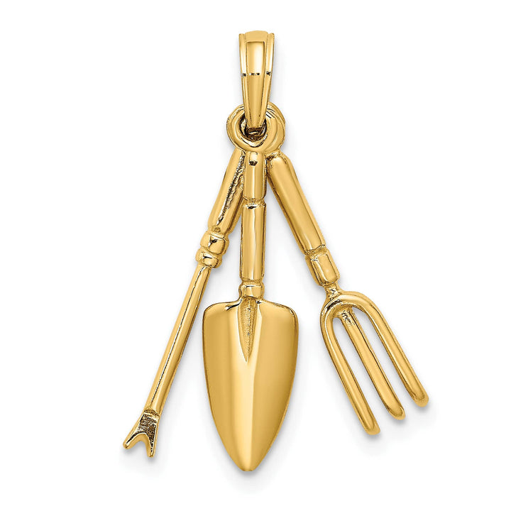 10K Yellow Gold 3-D Moveable Garden Hand Tool Collection Charm