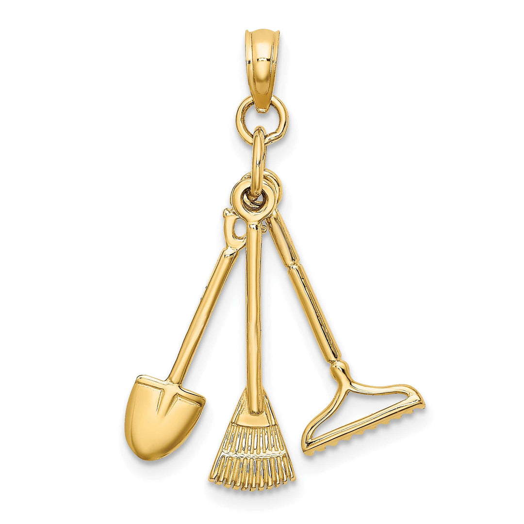 10K Yellow Gold 3-D Moveable Garden Tool Collection Charm