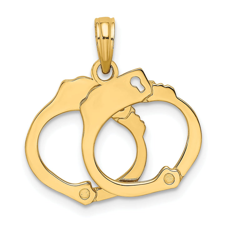 10K Yellow Gold 3-D Moveable Handcuffs Charm