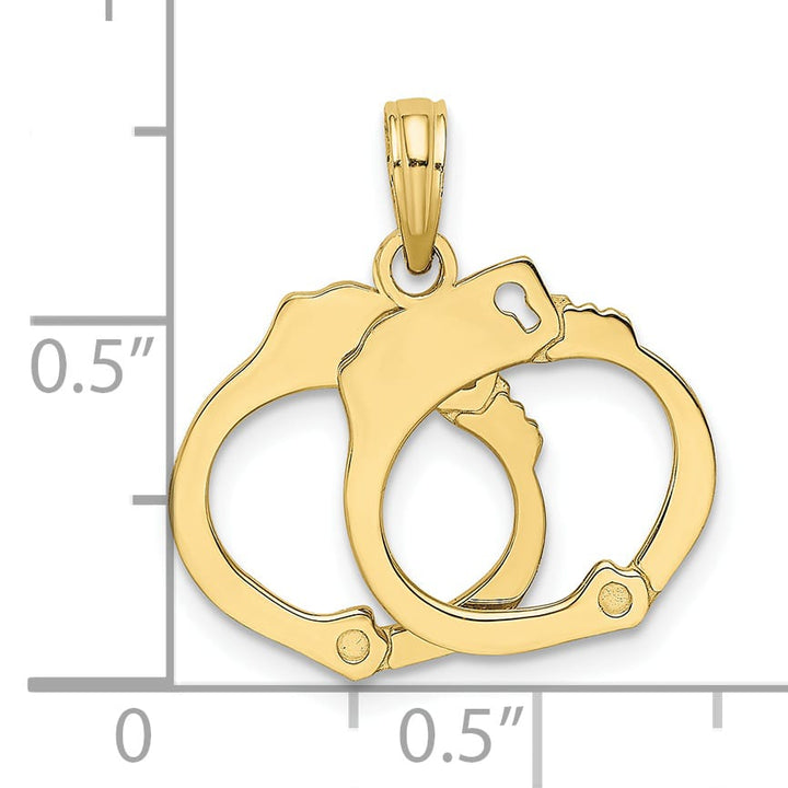 10K Yellow Gold 3-D Moveable Handcuffs Charm