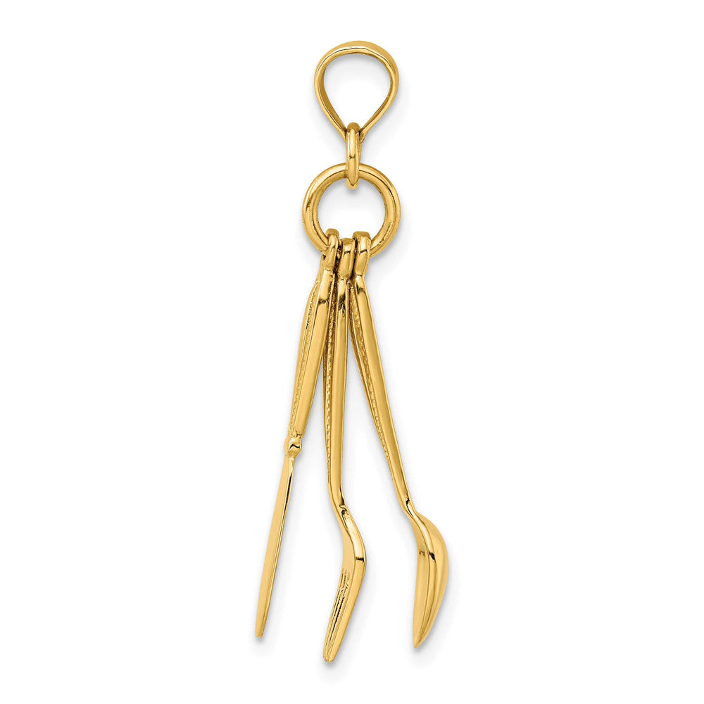 10K Yellow Gold 3-D Moveable Knife / Fork / Spoon Charm