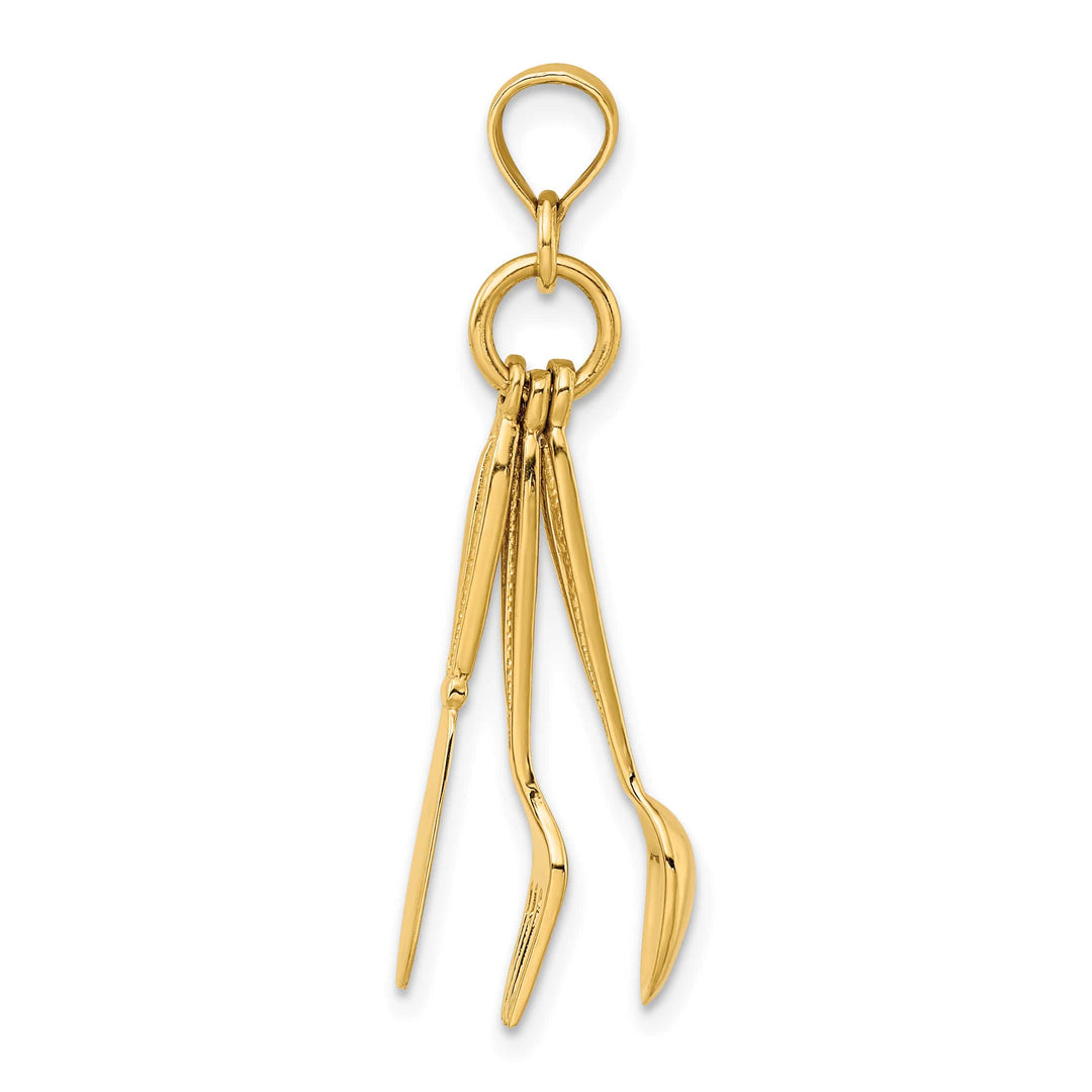 10K Yellow Gold 3-D Moveable Knife / Fork / Spoon Charm