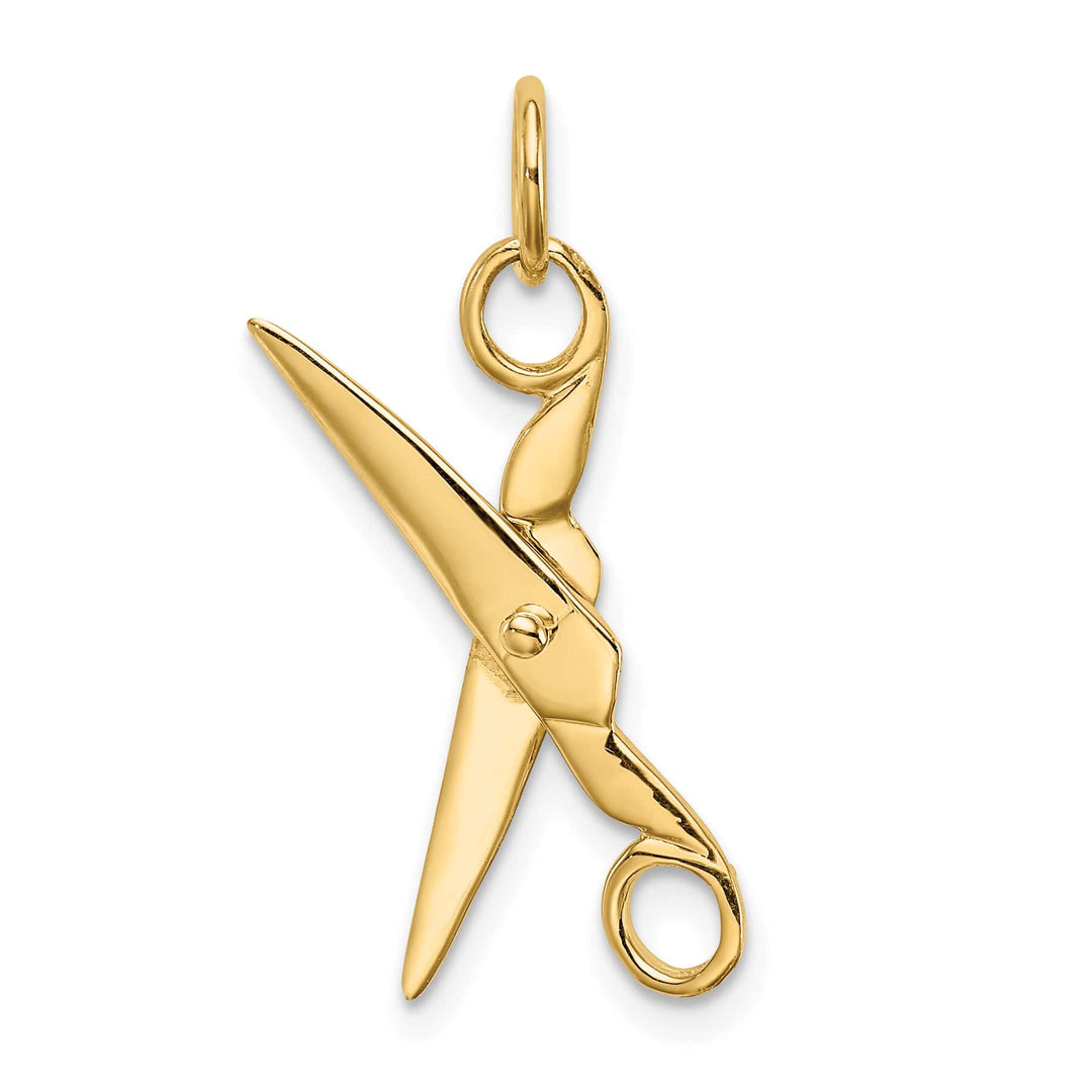 10K Yellow Gold 3-D Moveable Scissors Charm
