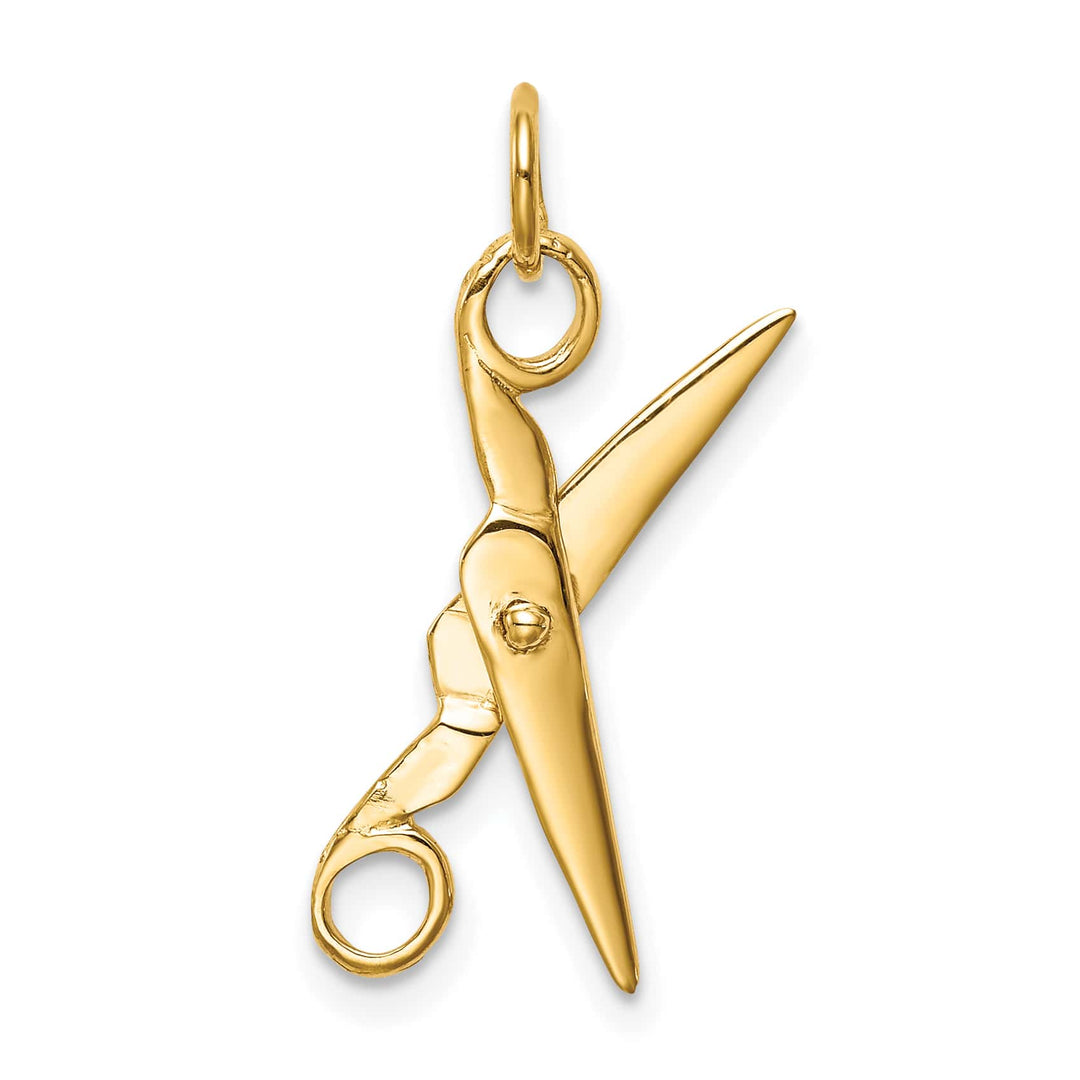 10K Yellow Gold 3-D Moveable Scissors Charm