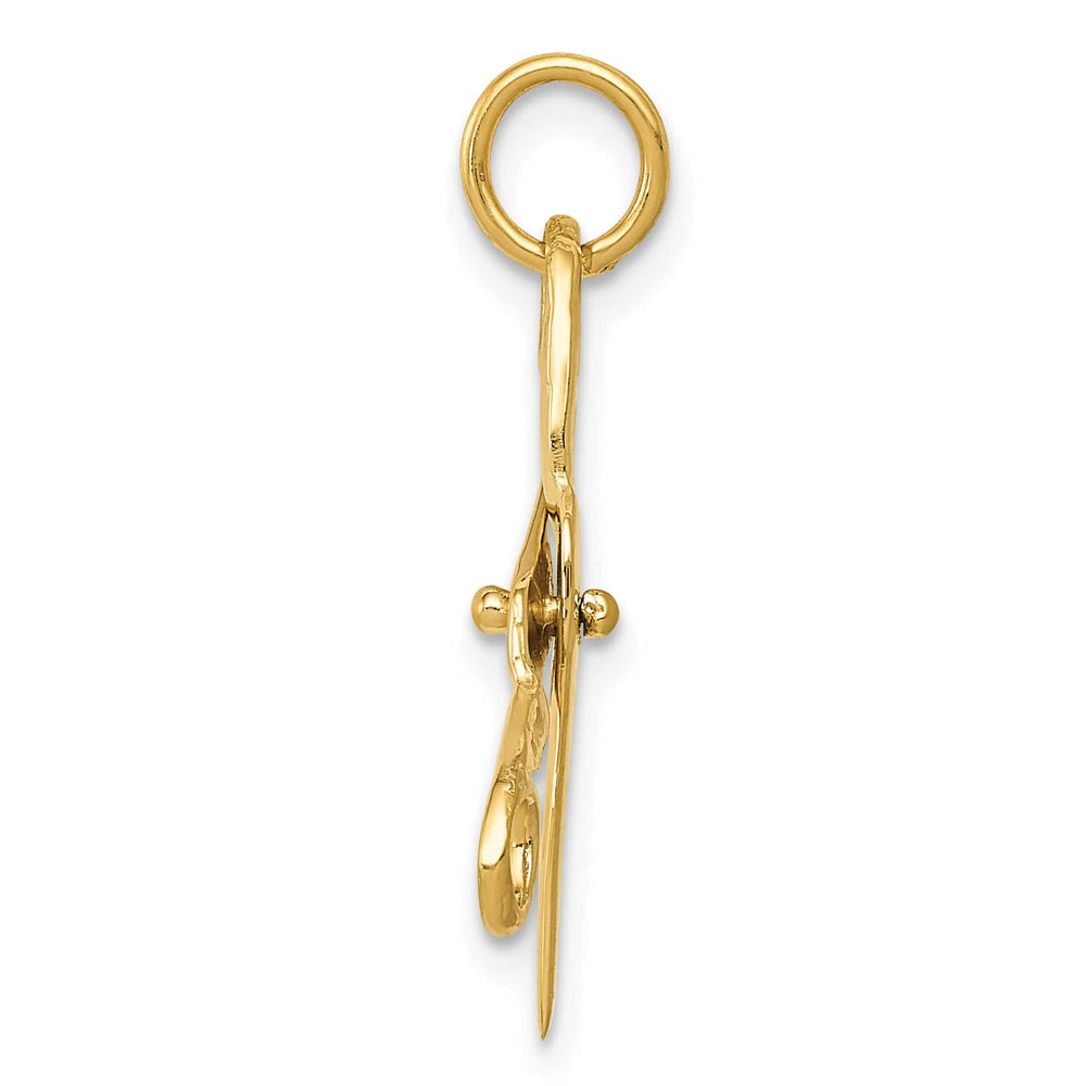10K Yellow Gold 3-D Moveable Scissors Charm