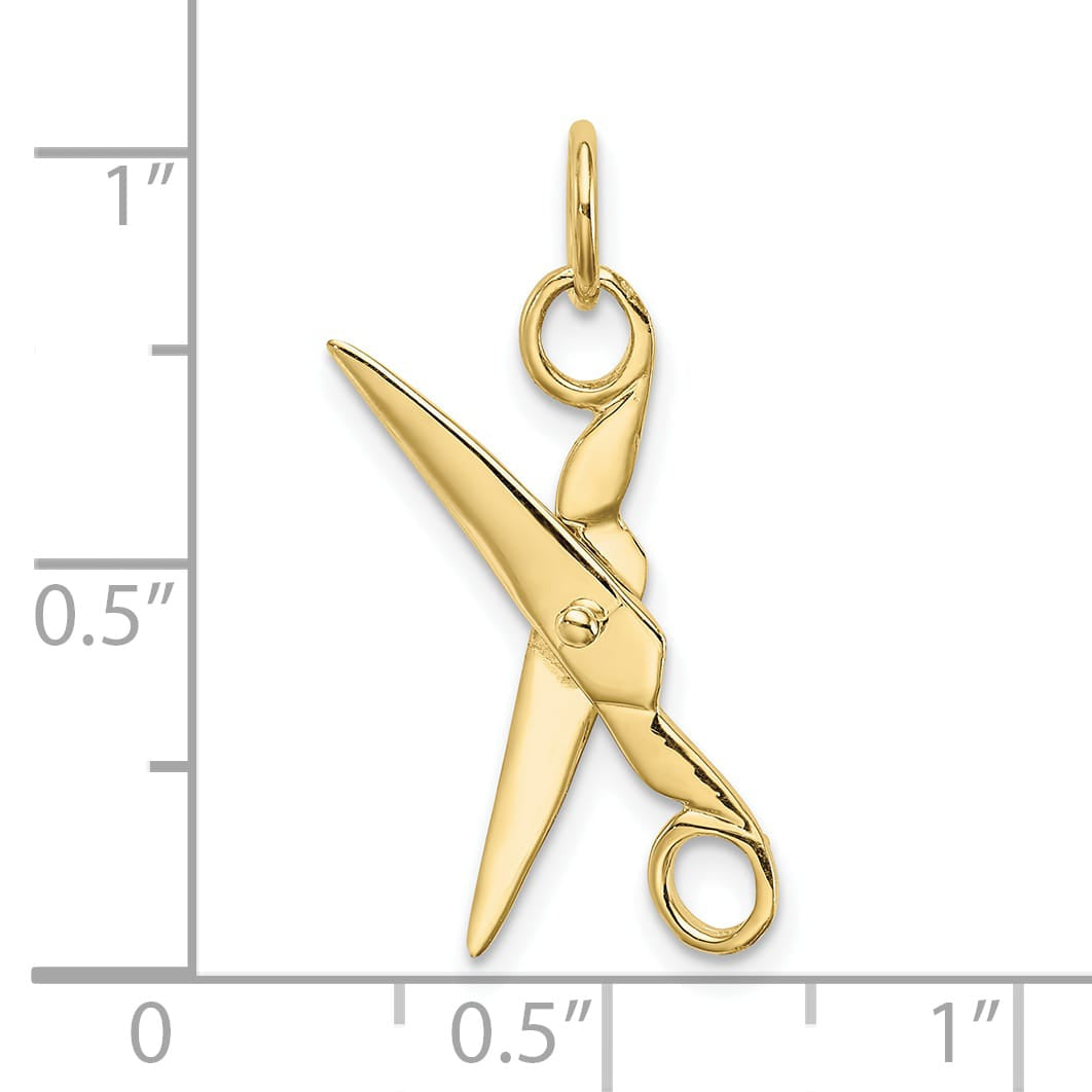 10K Yellow Gold 3-D Moveable Scissors Charm