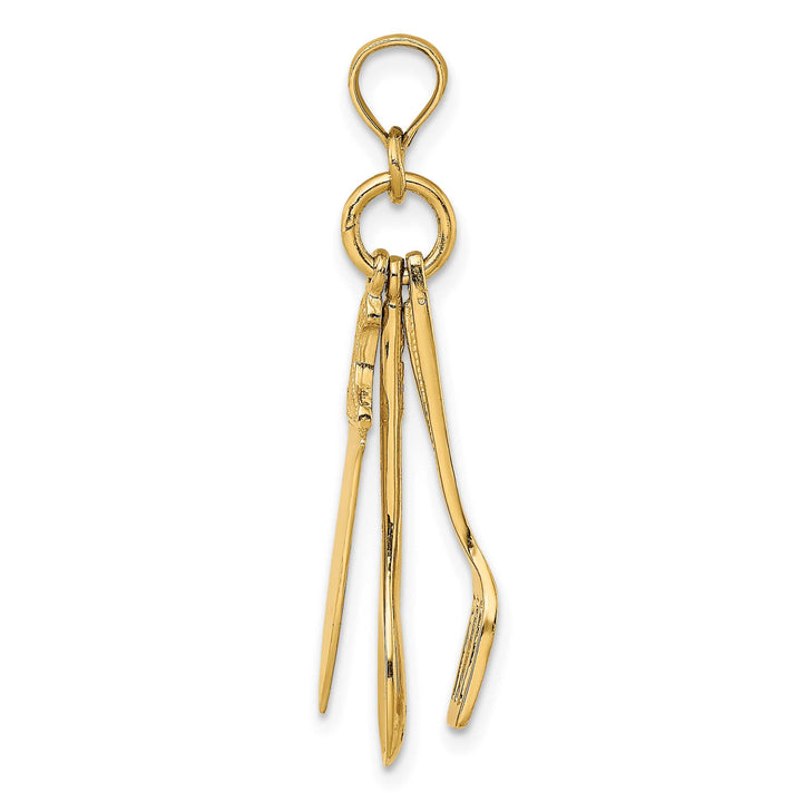 10K Yellow Gold 3-D Moveable Spatula / Spoon / Knife Charm