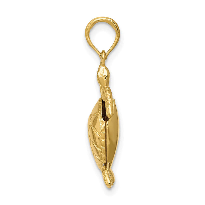 10K Yellow Gold 3-D Moveable Turtle Pendant