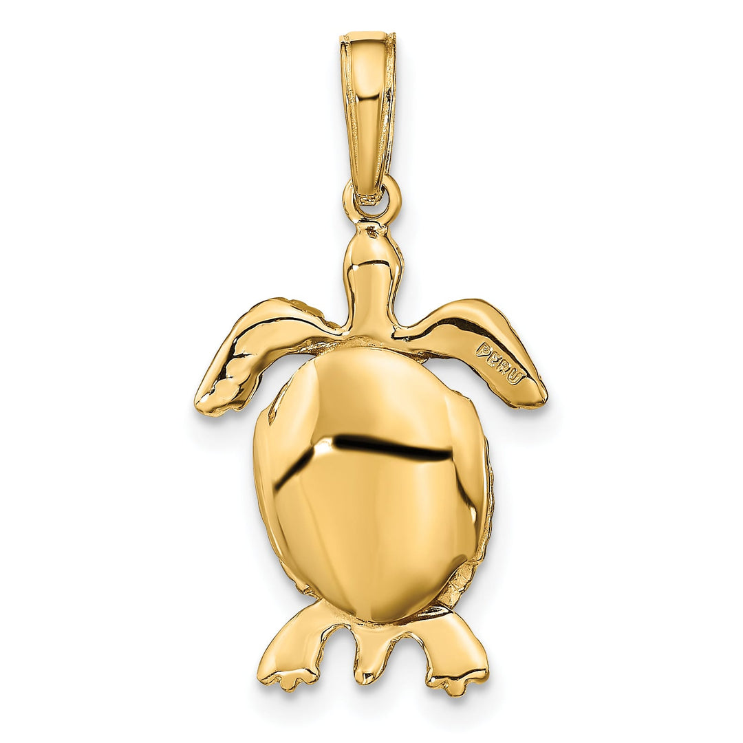 10K Yellow Gold 3-D Moveable Turtle Pendant