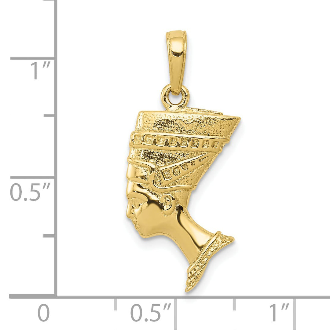 10K Yellow Gold 3-D Nefertiti Pendant, Large
