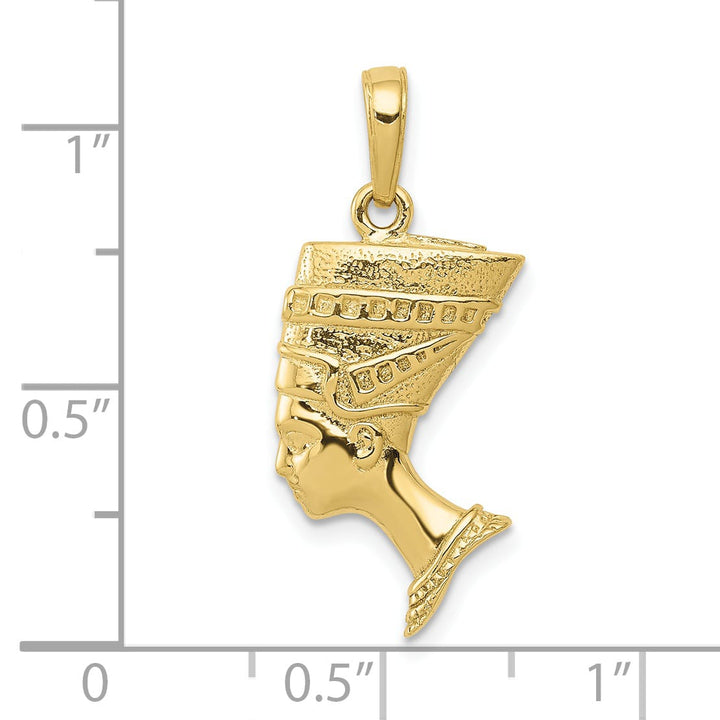 10K Yellow Gold 3-D Nefertiti Pendant, Large