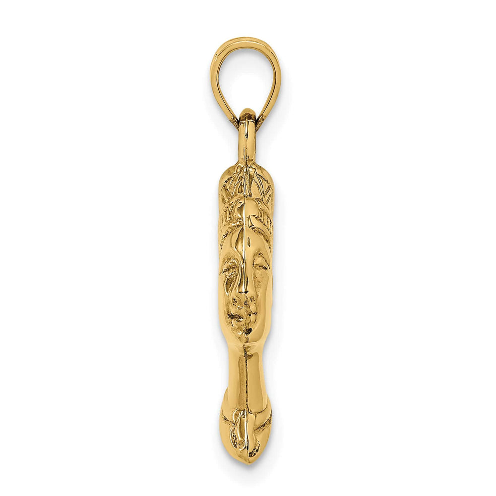 10K Yellow Gold 3-D Nefertiti Pendant, Small
