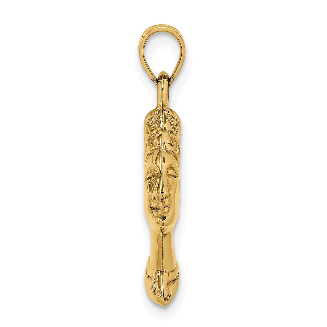 10K Yellow Gold 3-D Nefertiti Pendant, Small