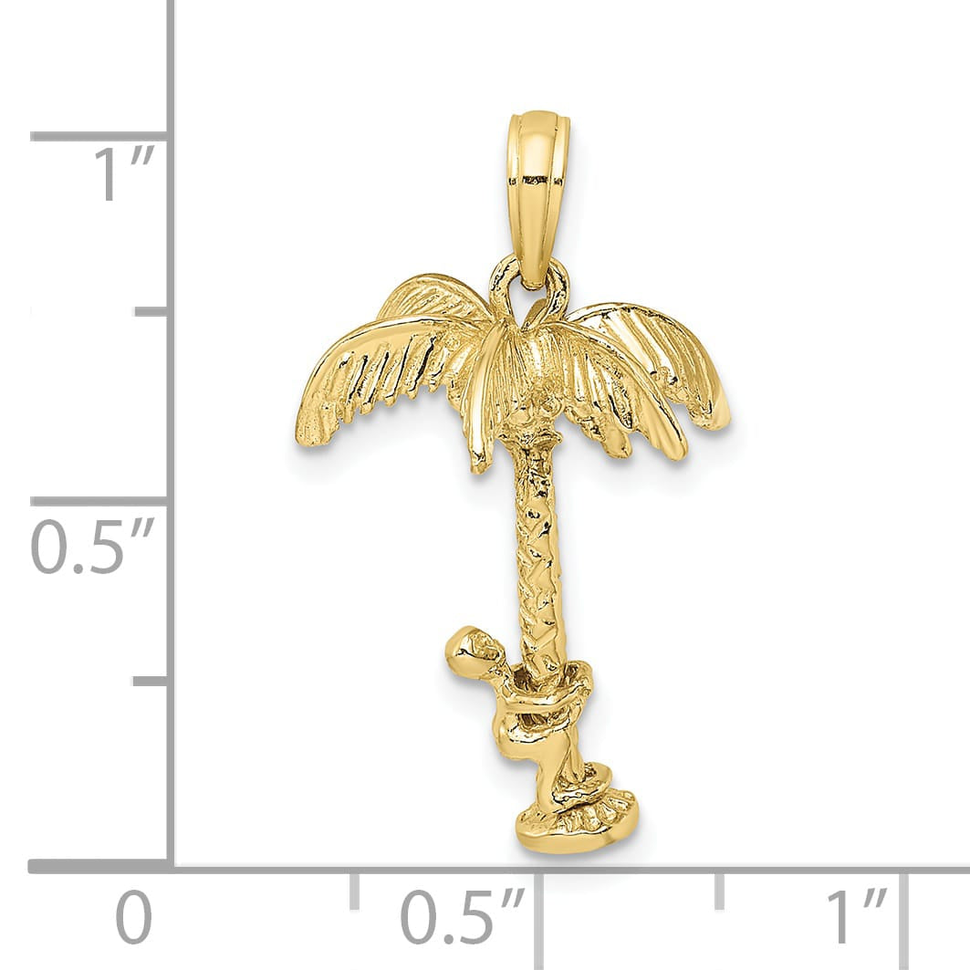 10K Yellow Gold 3-D Palm Tree with Moveable Man Charm