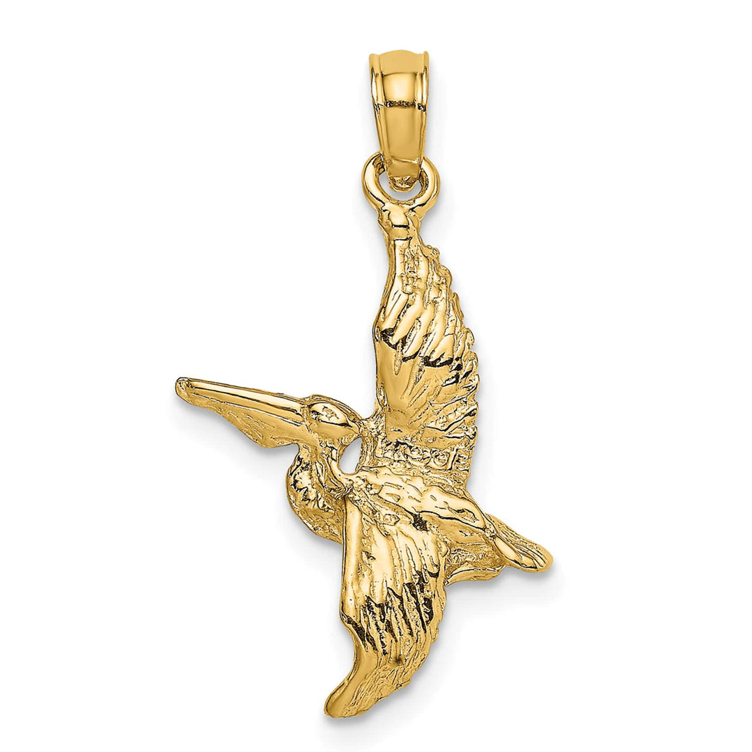 10K Yellow Gold 3-D Pelican Flying Charm, Small
