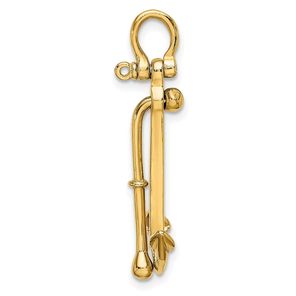 10K Yellow Gold 3-D Polished Anchor 2-Piece Moveable Charm