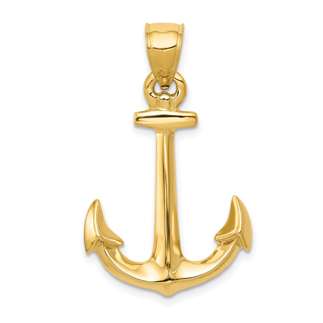 10K Yellow Gold 3-D Polished Anchor Pendant