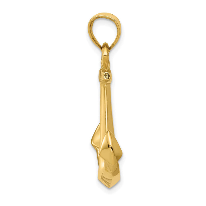 10K Yellow Gold 3-D Polished Anchor Pendant