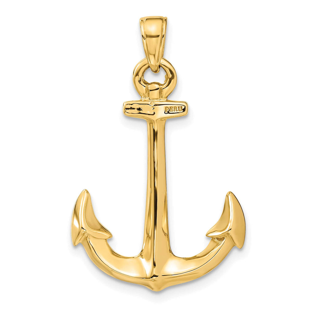 10K Yellow Gold 3-D Polished Anchor Pendant