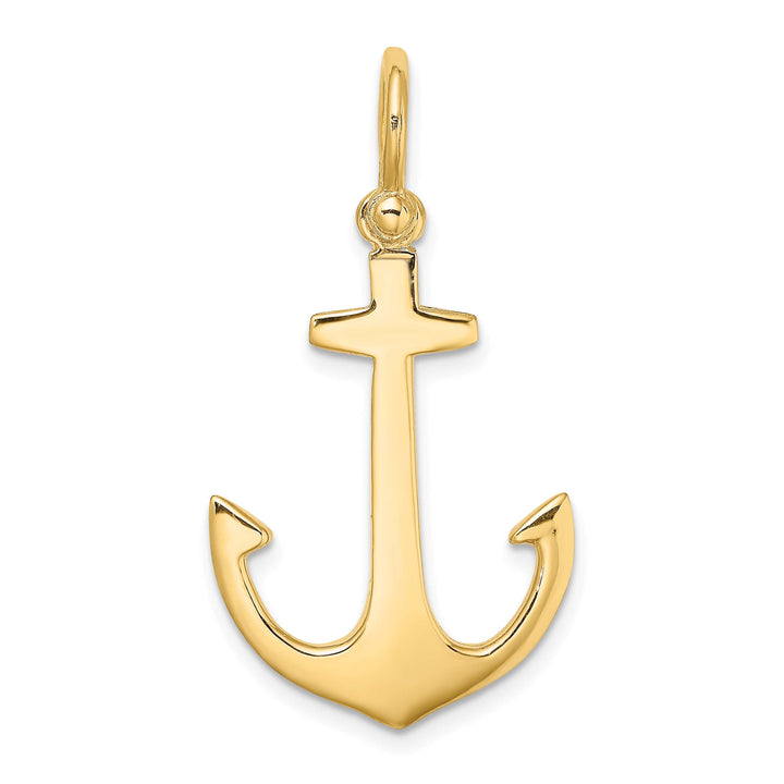 10K Yellow Gold 3-D Polished Anchor with Shackle Bail Charm