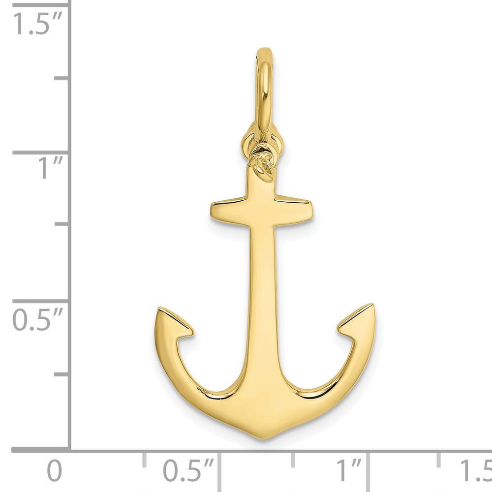 10K Yellow Gold 3-D Polished Anchor with Shackle Bail Charm